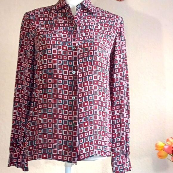 Liz Claiborne Silk retro look shirt  Size 4 - Picture 1 of 6